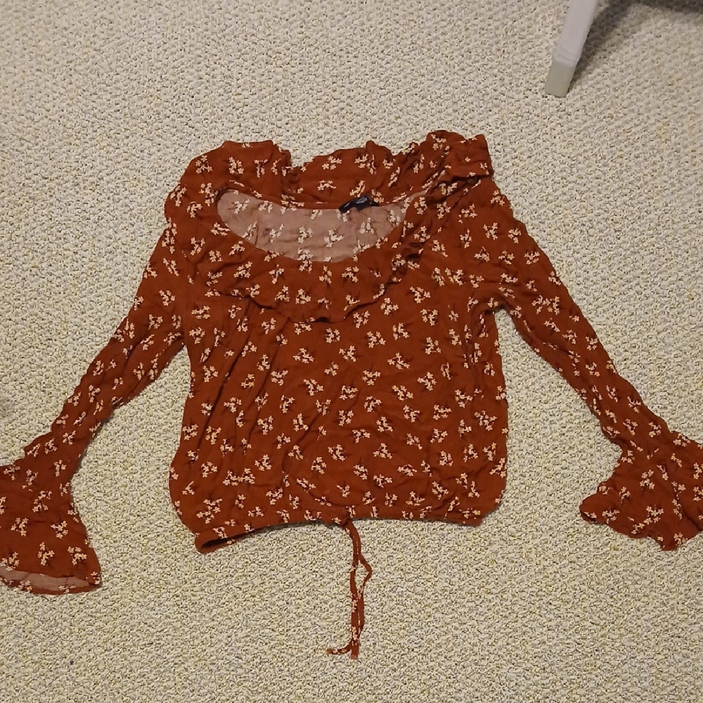 American Eagle Outfitters Rust Floral Top